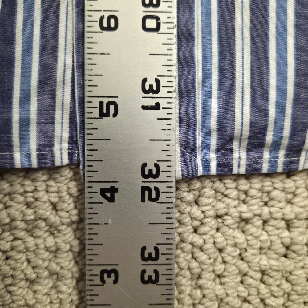 Polo Ralph Lauren Curham Blue Striped Button Up Short Sleeve Shirt Mens 16.5‎